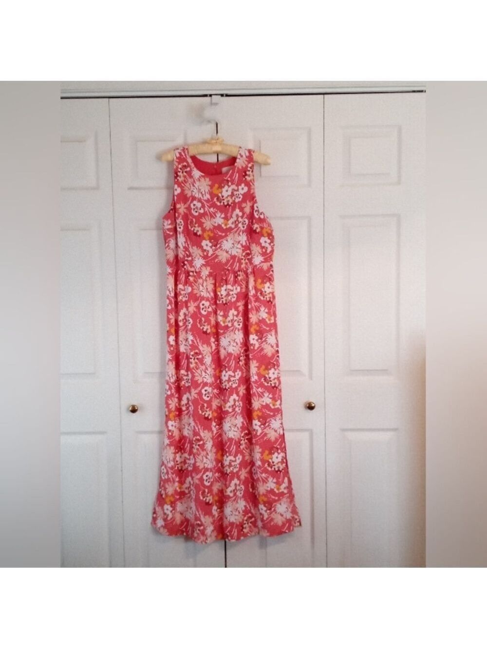 LOFT Petite Maxi Dress In Vibrant Coral Pink, Size 12P NWT